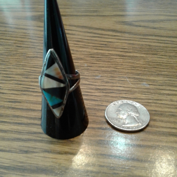 Zuni Multistone Native American Vintage Ring Size 8 - Picture 8 of 11
